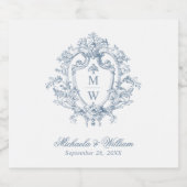  Regency Monogram Crest Wedding Sparkling Wijnetiket (Enkel label)