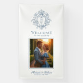  Regency Monogram Crest Wedding Welkom Spandoek (Verticaal)