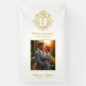 Regency Monogram Crest Wedding Welkom Spandoek (Verticaal)
