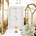 Regency Monogram Trouwtafel Nummer Kaart<br><div class="desc">Deze Regency Monogram Table Number Kaart van het Victoria Collectie is voorzien van handgetekende,  renaissance stijl bloemstukken prachtig omlijsten van de bruiloft details in een klassieke,  elegante lettertype stijl. Dit tijdloze ontwerp maakt zeker een blijvende indruk op uw gasten!</div>