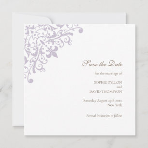 Regency Paarse Fleur de Wedding Save the Date