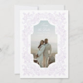 Regency Pastel Purple Romantic Victorian Photo Save The Date (Voorkant)