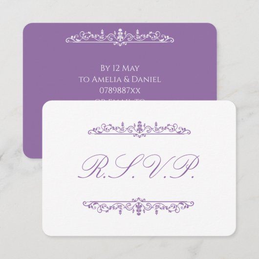 Regency  Purple RSVP Kaartje (Voorkant / Achterkant)