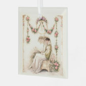Regency Rose Garden Leest Dame Glas Ornament (Voorkant links)