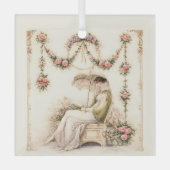 Regency Rose Garden Leest Dame Glas Ornament (Voorkant)