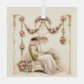 Regency Rose Garden Leest Dame Glas Ornament (Achterkant)