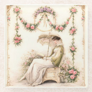 Regency Rose Garden Leest Dame Glazen Onderzetter