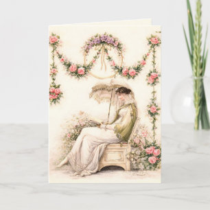 Regency Rose Garden Lezende Dame Kaart
