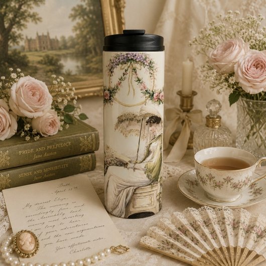 Regency Rose Garden Lezende Dame Thermosbeker