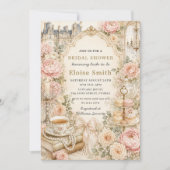 Regency Roze Bloem Hoog Thee Feest Bruids Bruiloft Kaart (Voorkant)
