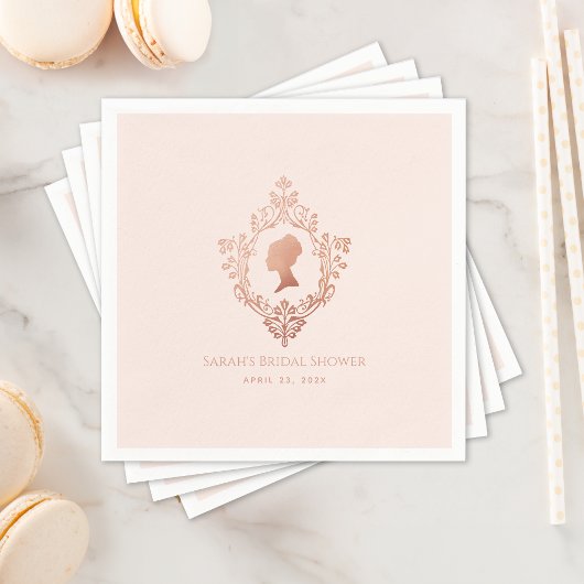 Regency Roze Elegante Vintage Wapenschild Bruidsdo Servet