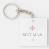Regency Roze Frans Fleur de Lis Beste Man Initiale Sleutelhanger (voorkant)