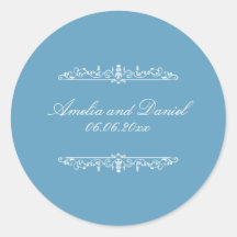 Regency stijl blauwe trouwsticker
