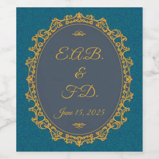 Regency stijl monogrammed Regencycore tijdperk Wijn Etiket (Enkel label)