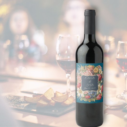 Regency stijl monogrammed Regencycore tijdperk Wijn Etiket