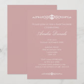 Regency stijl roze babyshower uitnodiging (Voorkant / Achterkant)