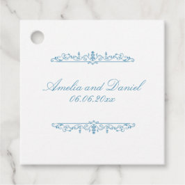 Regency stijl wit & blauw bruiloft bedankjes labels