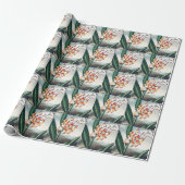 Regency stijl wit geel exotisch bloemendecor cadeaupapier (Uitgerold)