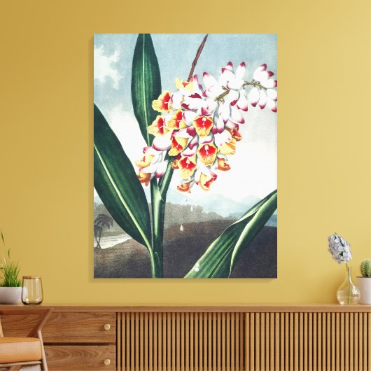 Regency stijl wit geel exotisch bloemendecor canvas afdruk (Insitu (Woonkamer))