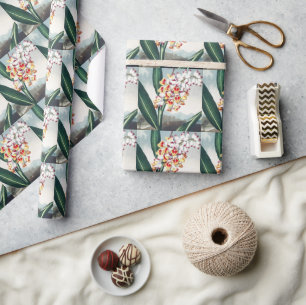Regency stijl witte gele exotische bloemendecorati cadeaupapier