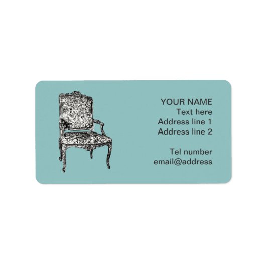 Regency stoel in turquoise etiket (Voorkant)