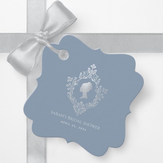 Regency Stofblauw Elegante Wapen Bridal Shower Bedankjes Labels