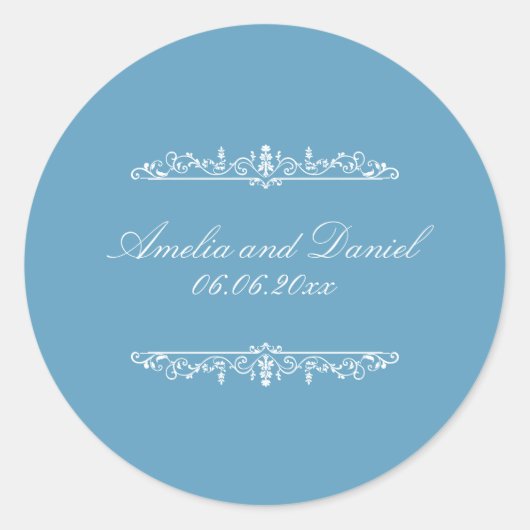 Regency  Style Blue Wedding Sticker (Voorkant)