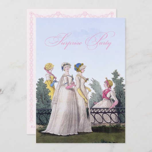 Regency Surprise Birthday Party Custom Invitations Kaart (Voorkant / Achterkant)