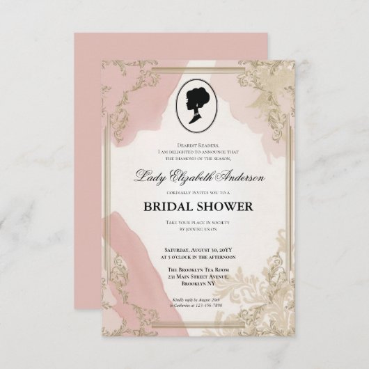 Regency tijdperk Florals Bridgerton Vrijgezellenfe Kaart (Voorkant / Achterkant)