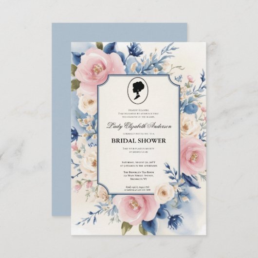 Regency tijdperk Florals Bridgerton Vrijgezellenfe Kaart (Voorkant / Achterkant)