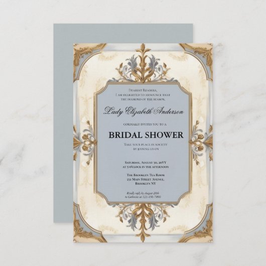 Regency tijdperk Florals Bridgerton Vrijgezellenfe Kaart (Voorkant / Achterkant)