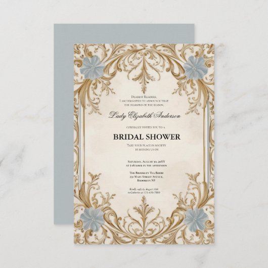 Regency tijdperk Florals Bridgerton Vrijgezellenfe Kaart (Voorkant / Achterkant)