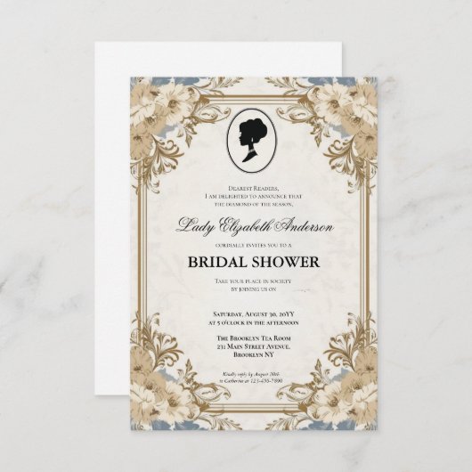 Regency tijdperk Florals Bridgerton Vrijgezellenfe Kaart (Voorkant / Achterkant)