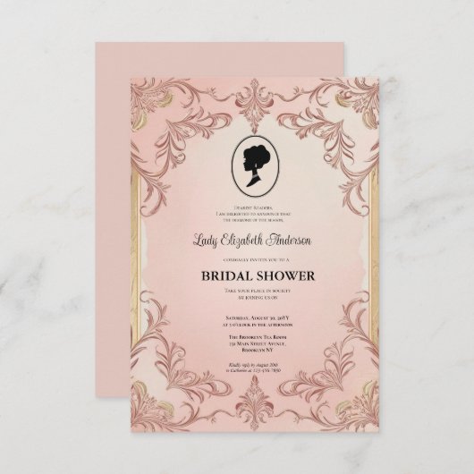 Regency tijdperk Florals Bridgerton Vrijgezellenfe Kaart (Voorkant / Achterkant)