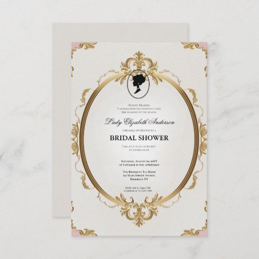 Regency tijdperk Florals Bridgerton Vrijgezellenfe Kaart (Voorkant / Achterkant)