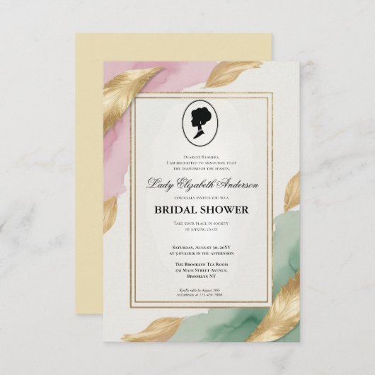 Regency tijdperk Florals Bridgerton Vrijgezellenfe Kaart (Voorkant / Achterkant)