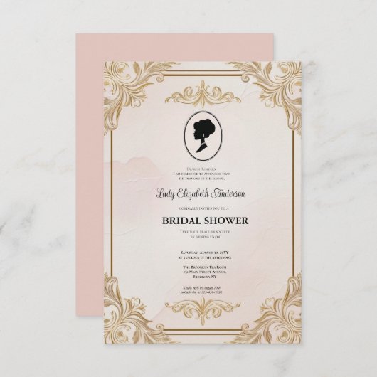 Regency tijdperk Florals Bridgerton Vrijgezellenfe Kaart (Voorkant / Achterkant)