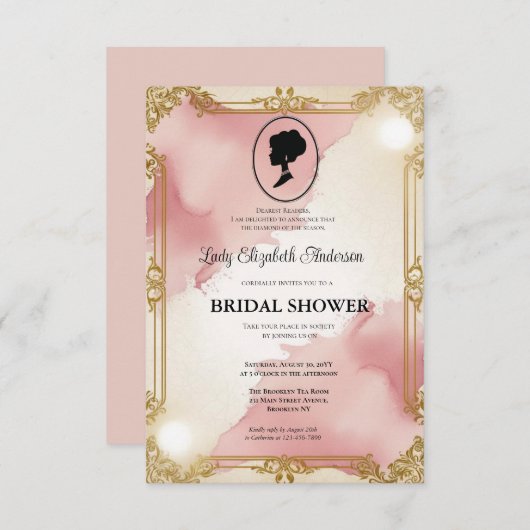 Regency tijdperk Florals Bridgerton Vrijgezellenfe Kaart (Voorkant / Achterkant)