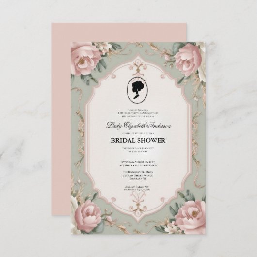 Regency tijdperk Florals Bridgerton Vrijgezellenfe Kaart (Voorkant / Achterkant)