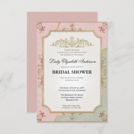 Regency tijdperk Florals Bridgerton Vrijgezellenfe Kaart (Voorkant / Achterkant)