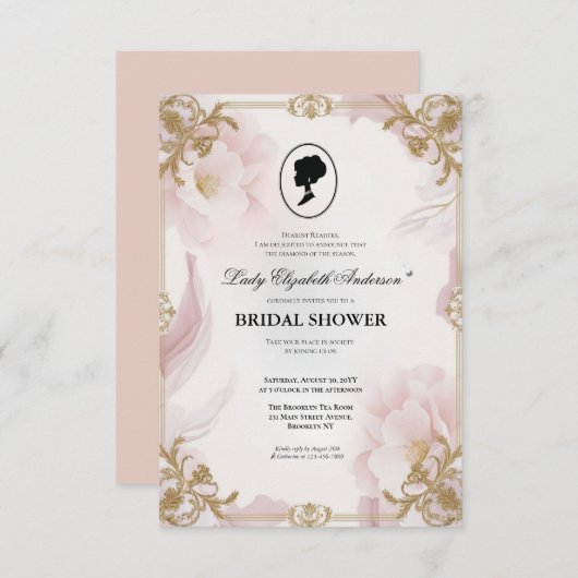 Regency tijdperk Florals Bridgerton Vrijgezellenfe Kaart (Voorkant / Achterkant)