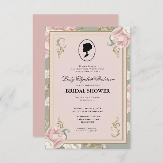 Regency tijdperk Florals Bridgerton Vrijgezellenfe Kaart (Voorkant / Achterkant)