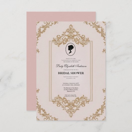 Regency tijdperk Florals Bridgerton Vrijgezellenfe Kaart (Voorkant / Achterkant)