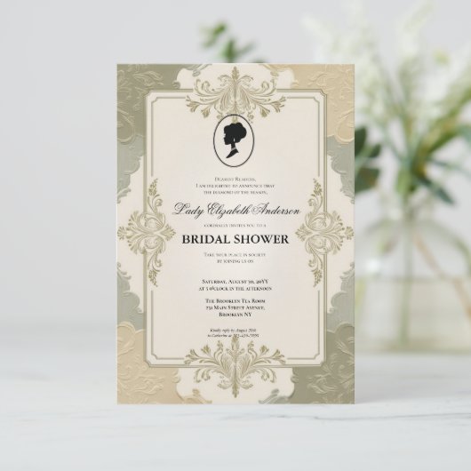 Regency tijdperk Florals Bridgerton Vrijgezellenfe Kaart (Staand voorkant)