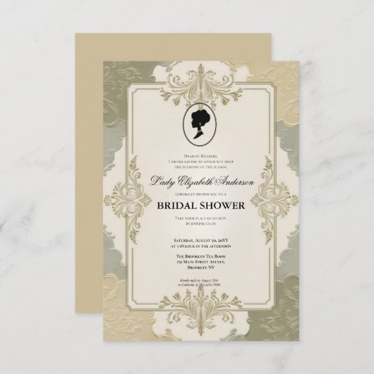 Regency tijdperk Florals Bridgerton Vrijgezellenfe Kaart (Voorkant / Achterkant)