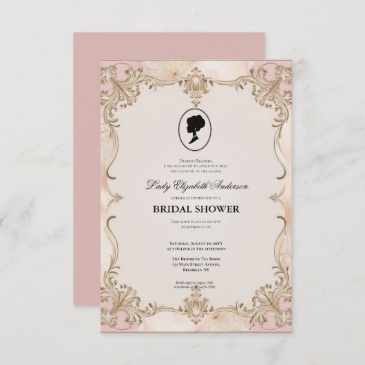 Regency tijdperk Florals Bridgerton Vrijgezellenfe Kaart (Voorkant / Achterkant)