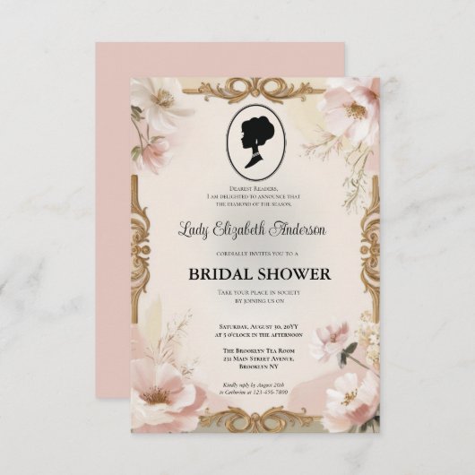 Regency tijdperk Florals Bridgerton Vrijgezellenfe Kaart (Voorkant / Achterkant)