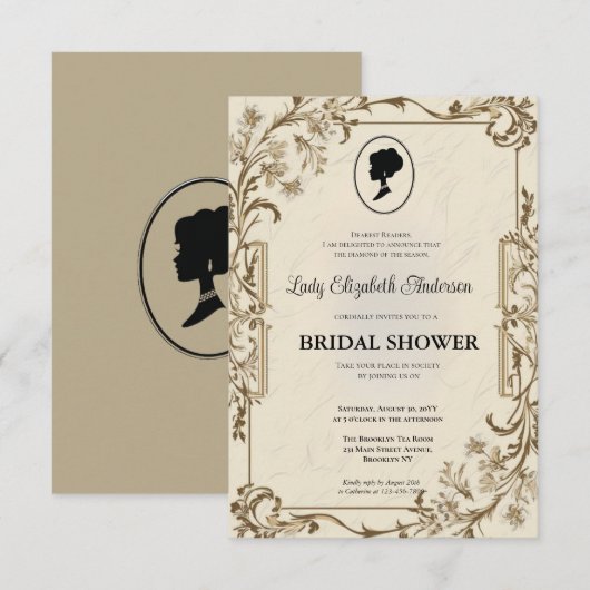 Regency tijdperk Golden Bridgerton Vrijgezellenfee Kaart (Voorkant / Achterkant)