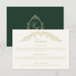 Regency-tijdperk trouwfeest Elegante erfstukdetail Informatiekaartje