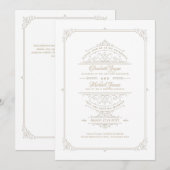 Regency Trouw Uitnodigingen Vintage Thema GOUD (Voorkant / Achterkant)